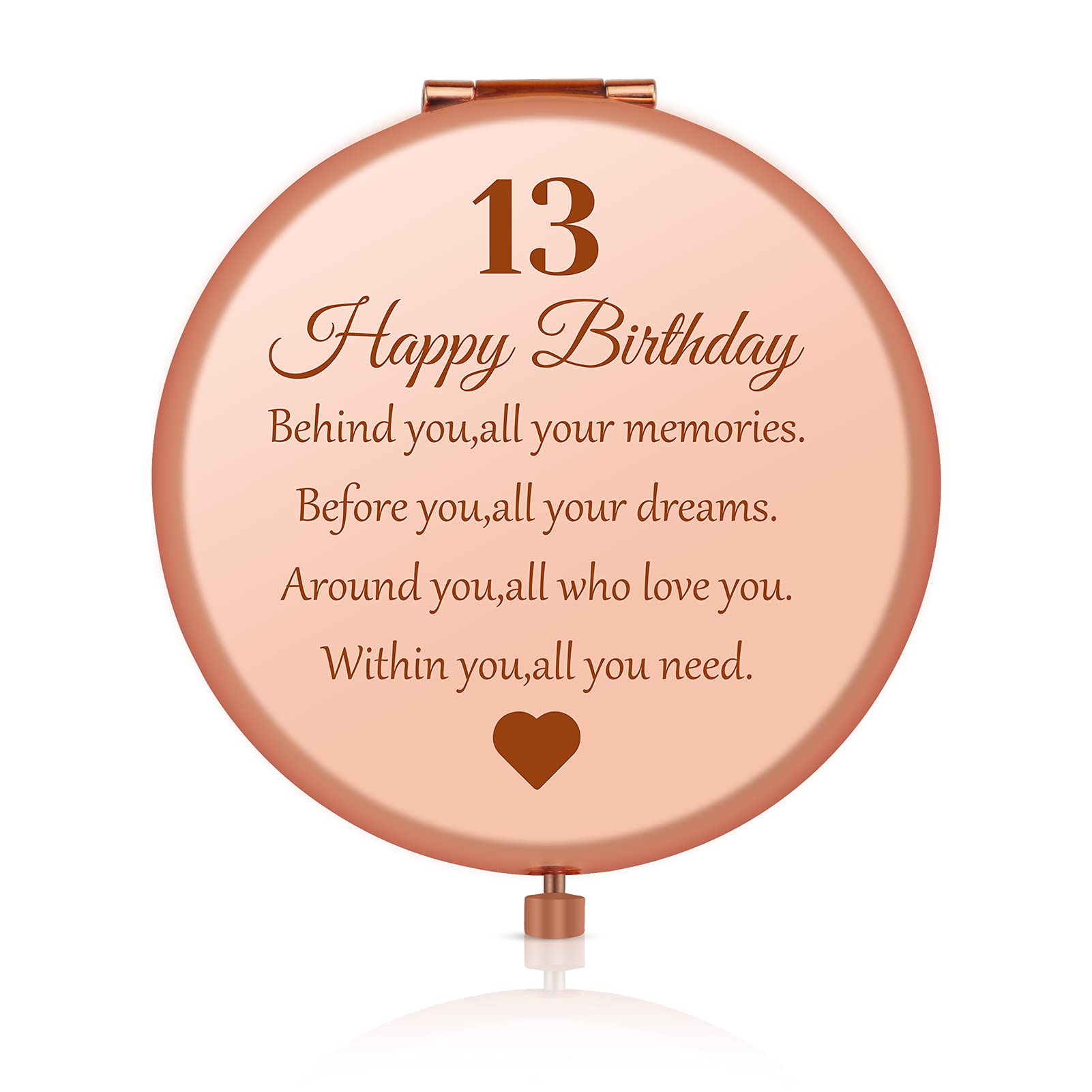Jielahua Rose Gold Compact Mirror - Sweet 13th Birthday Gift for Girls | Perfect for Daughter, Granddaughter, Sister, Niece & Friends | Ideal for Birthday Parties, Graduations & Special Celebrations