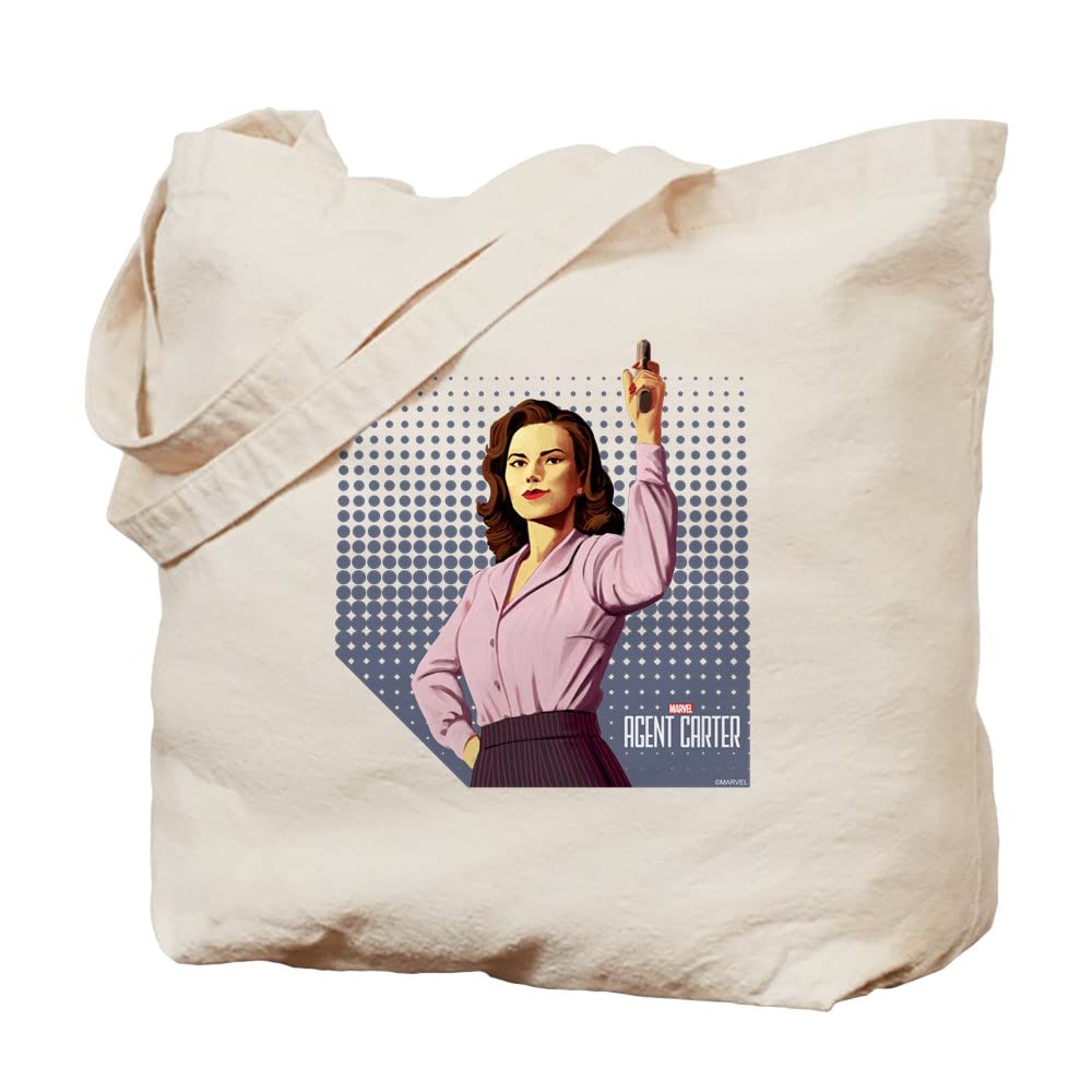 Agent Carter Halftone Tote Bag - Natural Canvas Reusable Shopping Bag for Women | Eco-Friendly Grocery Tote, Beach Bag & Everyday Carry