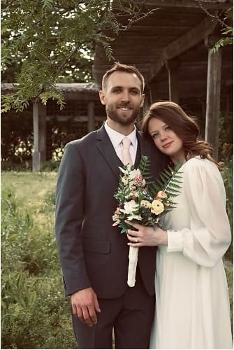 2024 Boho Wedding Dresses for Bride - Elegant Long Sleeve Chiffon Bridal Gowns with Slit | Perfect for Beach, Garden & Outdoor Boho Chic Weddings