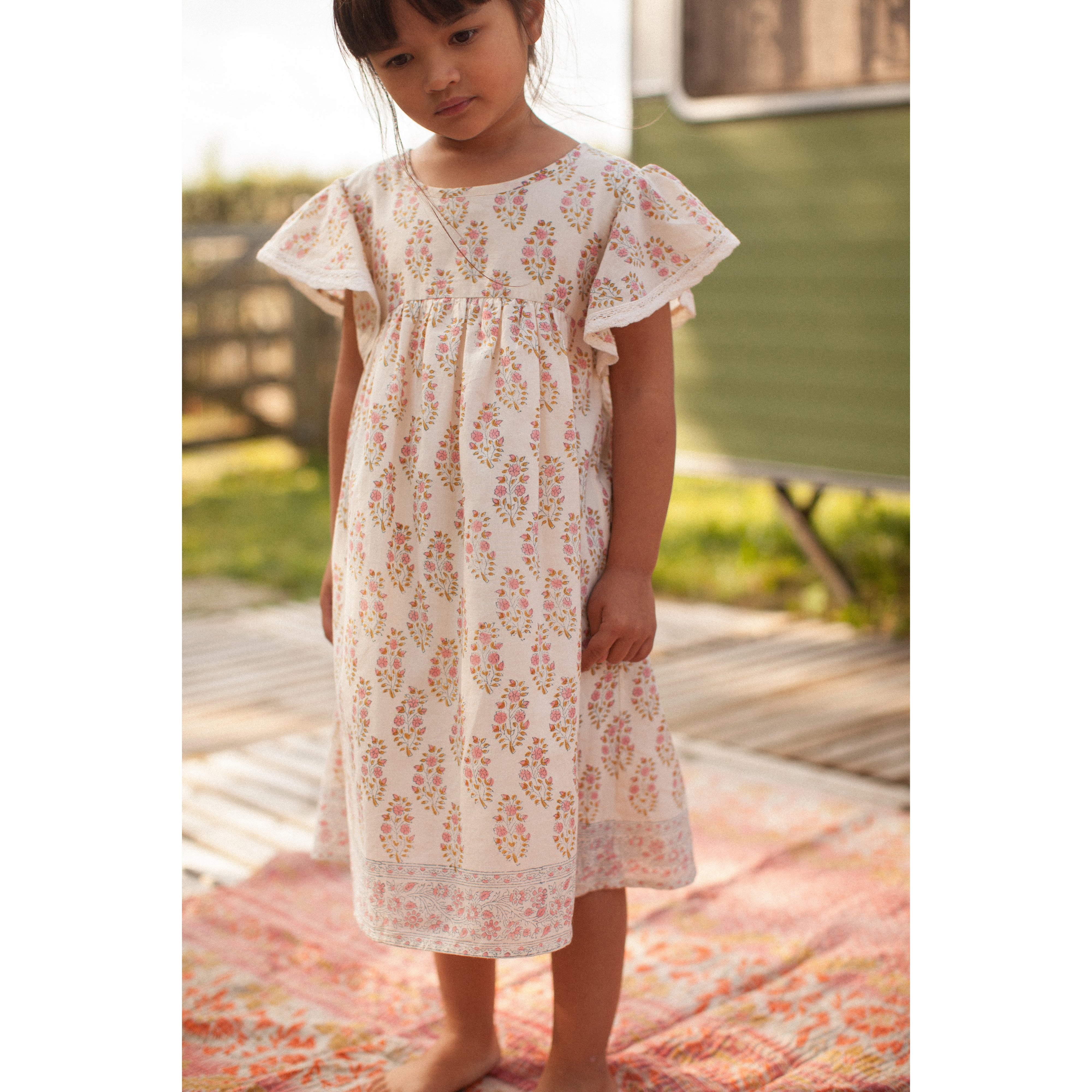 Bonheur du Jour Paris Baby & Girl Dress in Ecru Rose - Perfect for Special Occasions & Photo Shoots