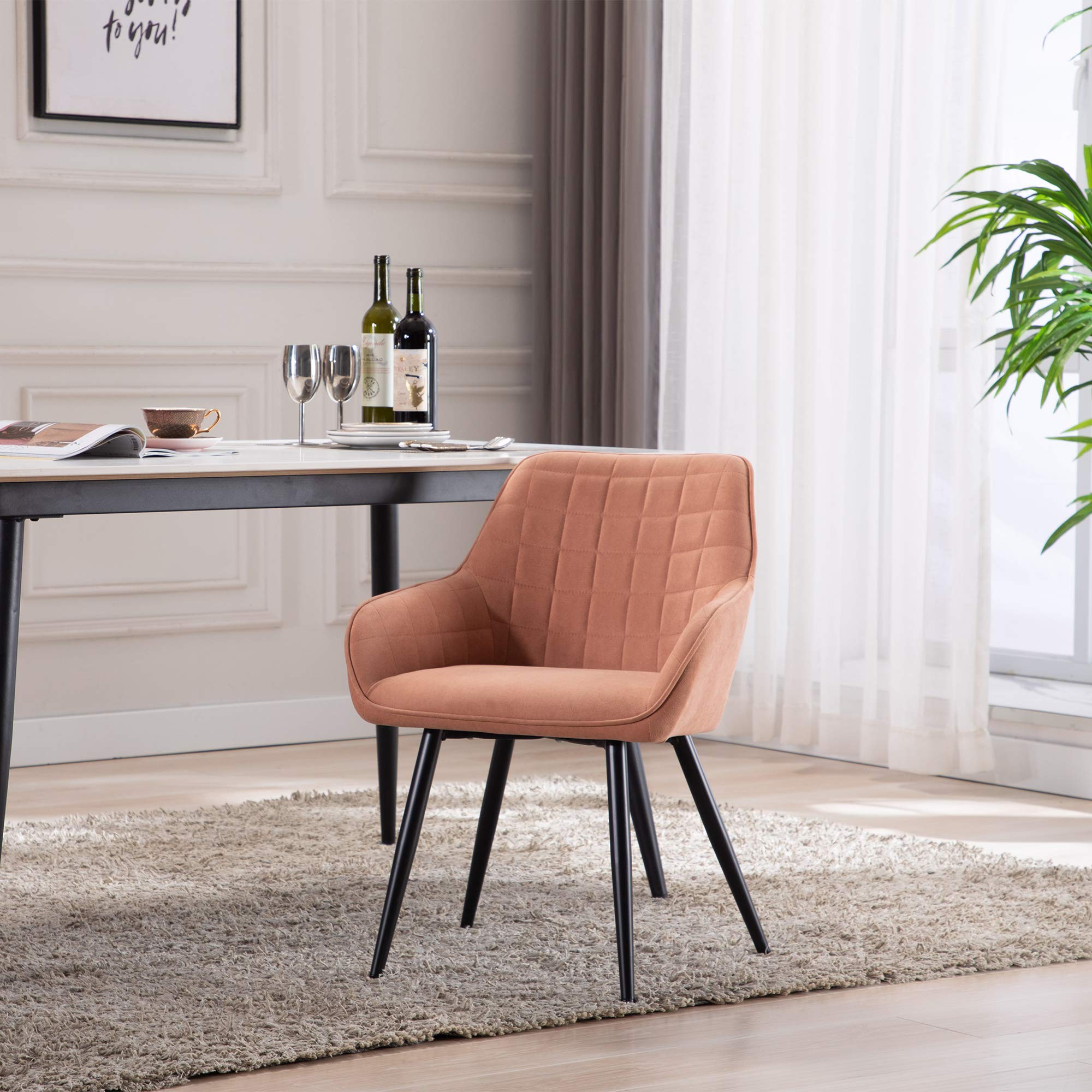 Modern Diamond Tufted Dining Chairs with Metal Legs - Set of 2, Elegant Accent Chairs for Dining Room & Living Room - Perfect for Home Decor, Dinner Parties & Cozy Gatherings