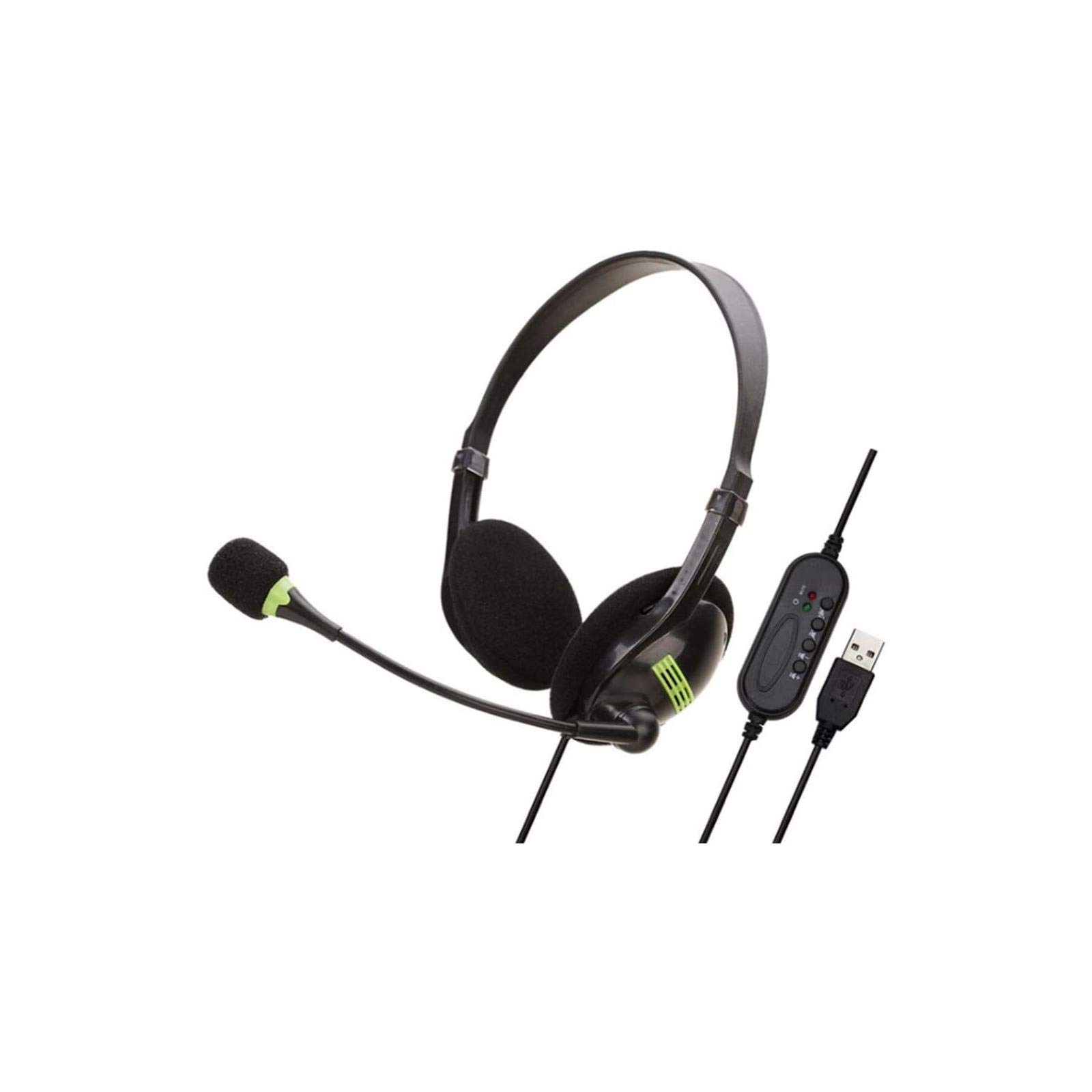 JIUCHEN USB Computer Headset with Noise Cancelling & Omnidirectional Microphone - PC Gaming Headphones for Online Classes, Meetings, Work from Home | Compatible with Desktop, Laptop (Mute Function Included)
