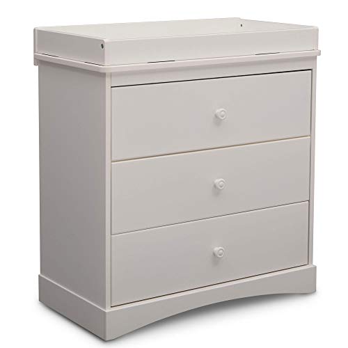 Delta Children Sutton 3-Drawer Baby Dresser with Changing Table Top - White Nursery Furniture for Diaper Changing & Storage | Perfect for Newborns & Toddlers