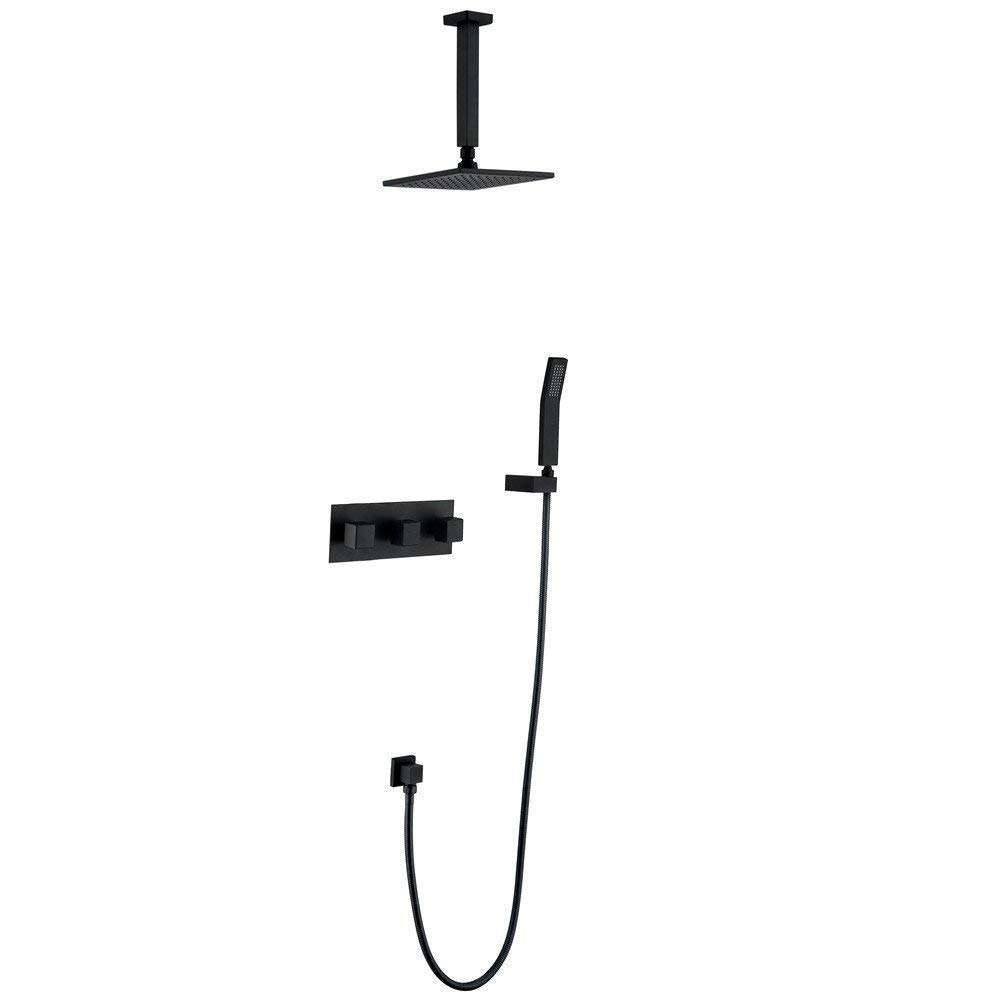 GELISURE 10-Inch Black Concealed Ceiling Shower Faucet System with Ceramic Valve - Retro Painting Luxury Shower Set for Modern Bathrooms | Perfect for Spa-Like Experience & Contemporary Home Decor