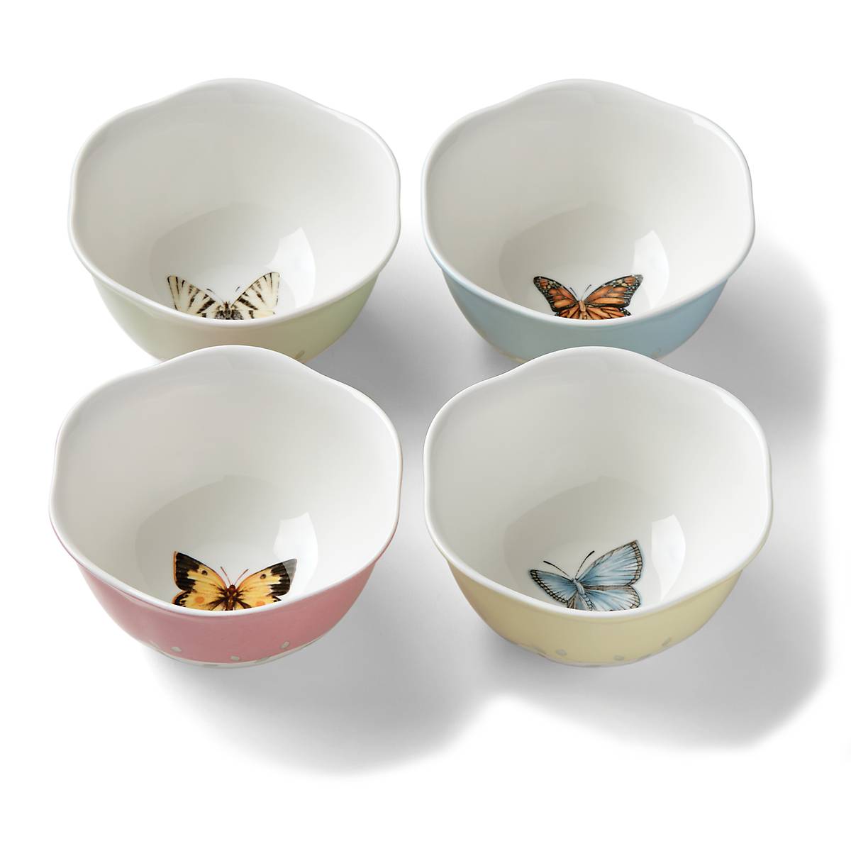 Butterfly Meadow 4-Piece Bowl Set - Elegant Ceramic Serving Bowls for Soup, Salad, Pasta - Perfect for Dining, Entertaining & Home Decor