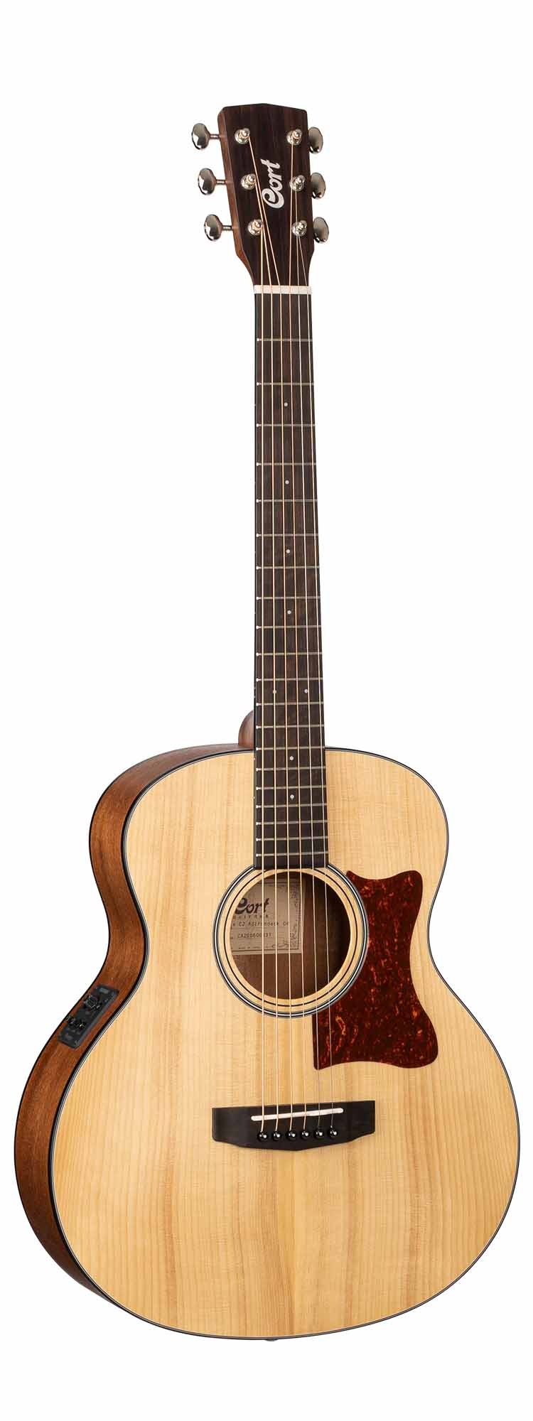 Cort LITTLE CJ Adirondack 3/4 Size Jumbo Acoustic Guitar - Open Pore Natural Finish with Gig Bag - Perfect for Travel, Camping & Beginner Musicians
