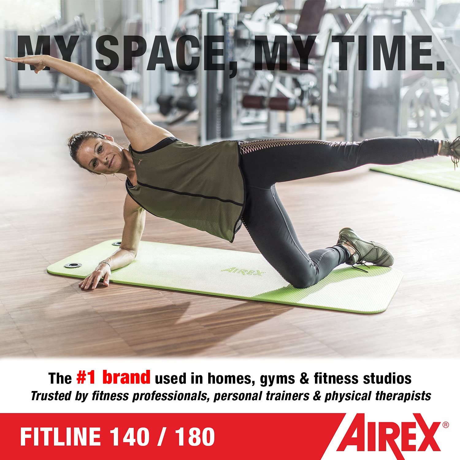AIREX Fitline 140 Premium Exercise Mat - Non-Slip Home Workout Mat for Rehabilitation, Strength Training, Yoga, Pilates & Water Aerobics | 56