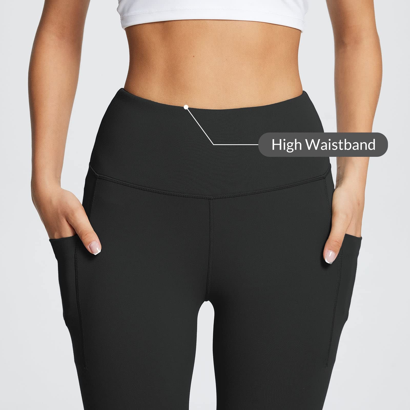 Baleaf Women's High Waisted Leggings with Pockets - Tummy Control Workout Running Yoga Pants 7/8 Length Ultra Soft Athletic Gym Ankle Pants - Perfect for Gym, Running, Yoga & Everyday Wear