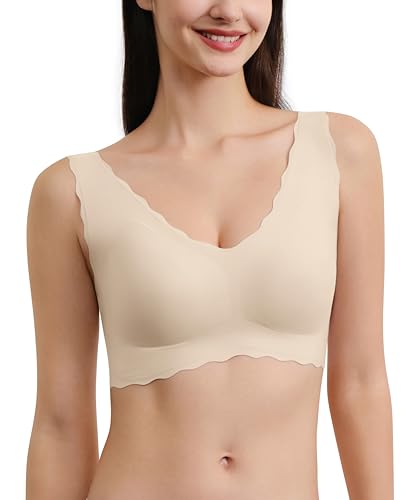 Wireless Deep V Bras for Women - Comfortable No Underwire Bras - Perfect for Yoga, Workouts & Everyday Wear