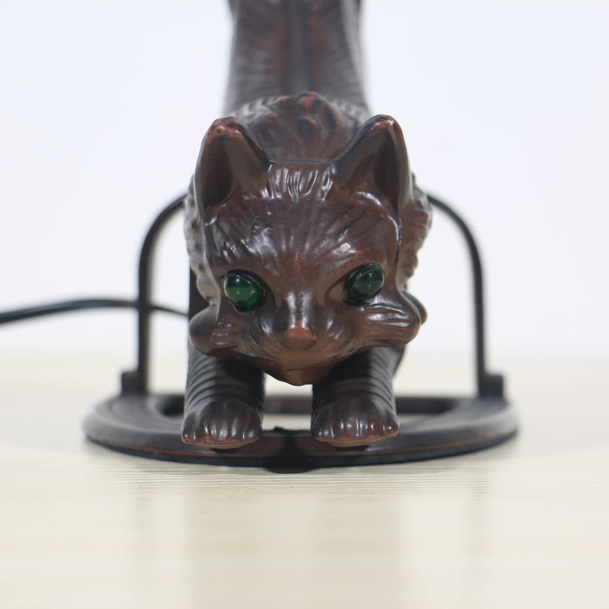 8 Inch Tiffany Style Table Lamp - Green Grapes Stained Glass Desk Lamp with Alloy Cat Base, E26 MAX40W for Living Room, Bedroom & Bedside Decor | Perfect for Home Office, Reading Nook & Cozy Ambiance