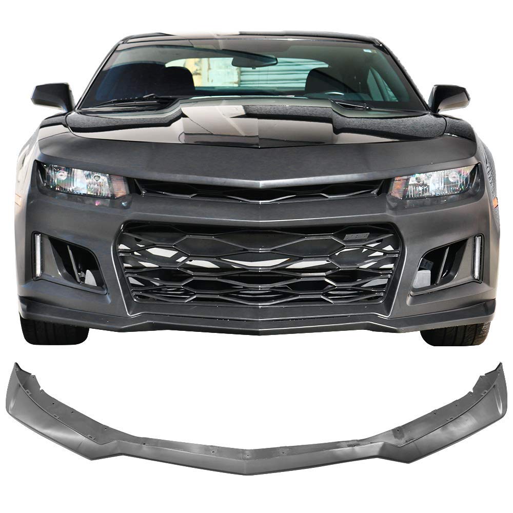 IKON MOTORSPORTS Front Bumper Lip for 2014-2015 Chevrolet Camaro | ZL1 Style Unpainted Black PP Polypropylene Front Lip Spoiler | Enhances Aerodynamics & Sporty Look for Street Racing & Car Shows