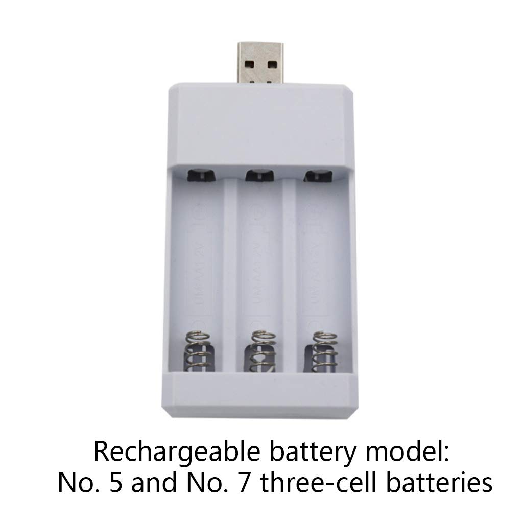 Exingk 3-Slot USB Battery Charger for AA/AAA Rechargeable Batteries - Universal Power Adapter for Cameras, Toys, and Electronic Devices