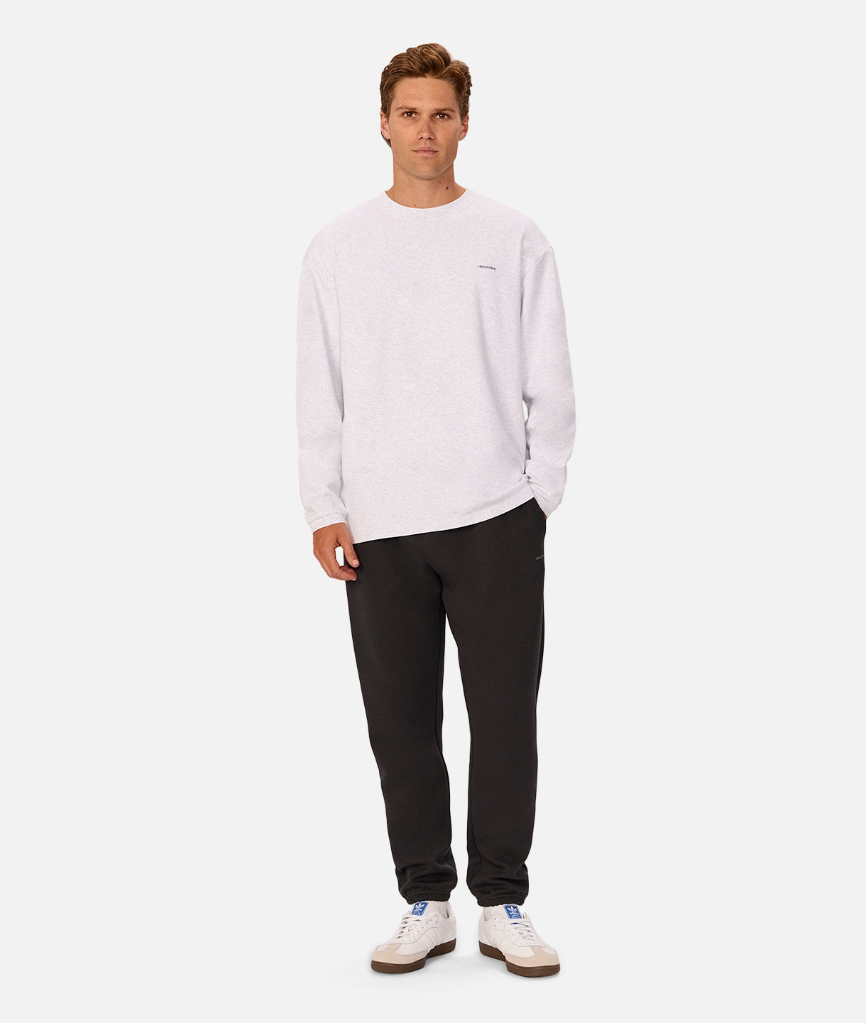 Premium Newport Long Sleeve Tee - Soft Cotton Crewneck Shirt in New Marle Grey | Casual Wear, Layering Essential & Everyday Comfort