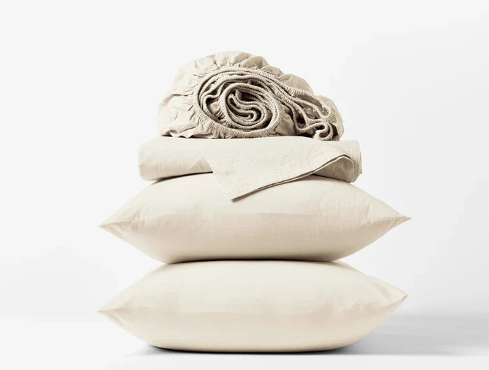 Organic Crinkled Percale Sheet Set - 100% Cotton, Breathable & Soft Bed Sheets for All Seasons - Perfect for Home, Hotel, and Airbnb Use
