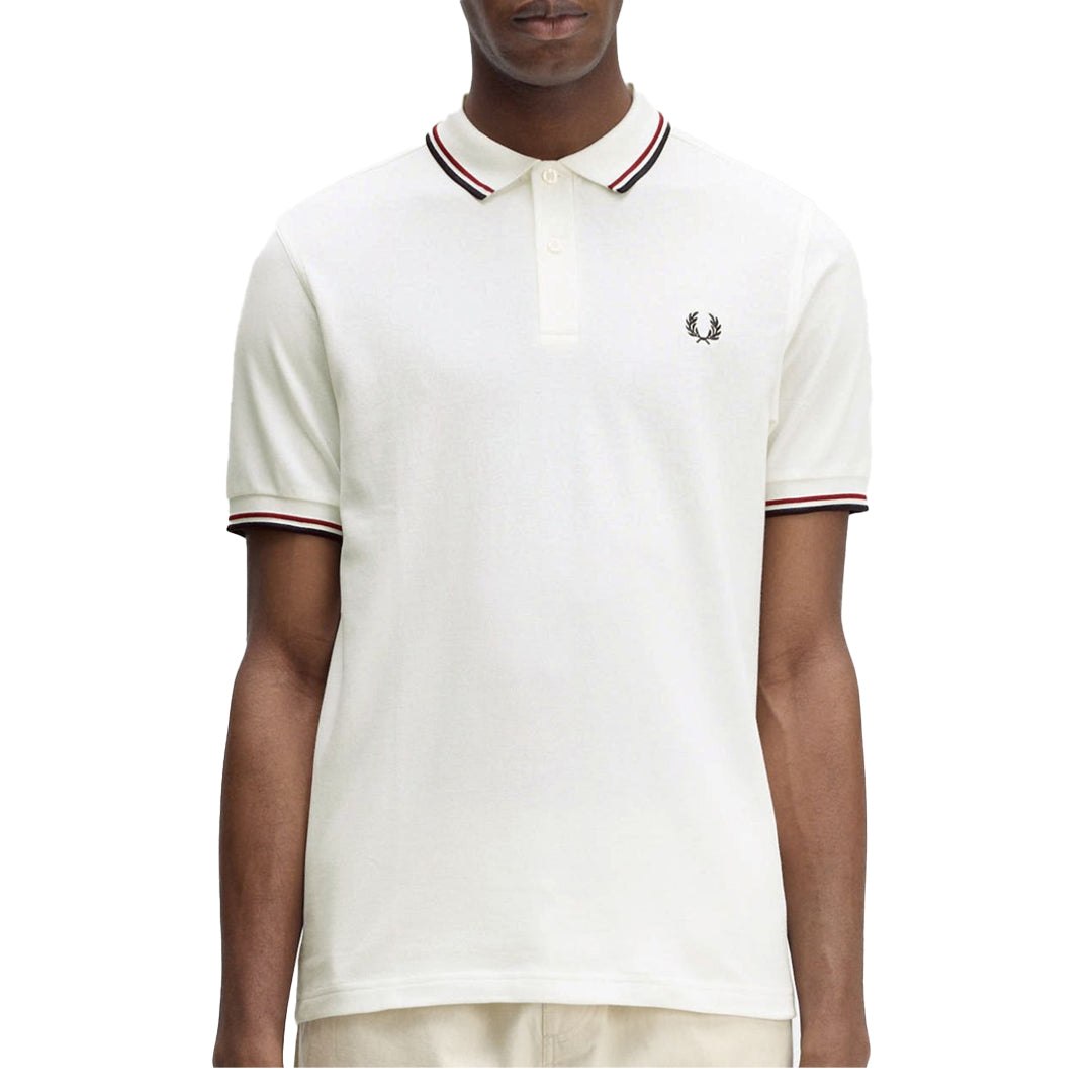 Fred Perry Men's Twin Tipped Polo Shirt in Snow White - Classic Casual Wear for Office, Golf & Everyday Style