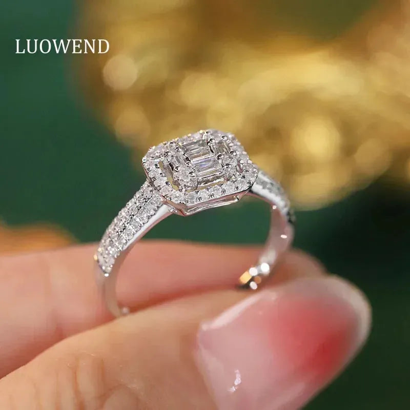 18K White Gold Square Diamond Engagement Ring for Women - 0.60 Carat Natural Diamond Wedding Band, Elegant Bridal Jewelry (Perfect for Proposals, Anniversaries & Special Occasions)