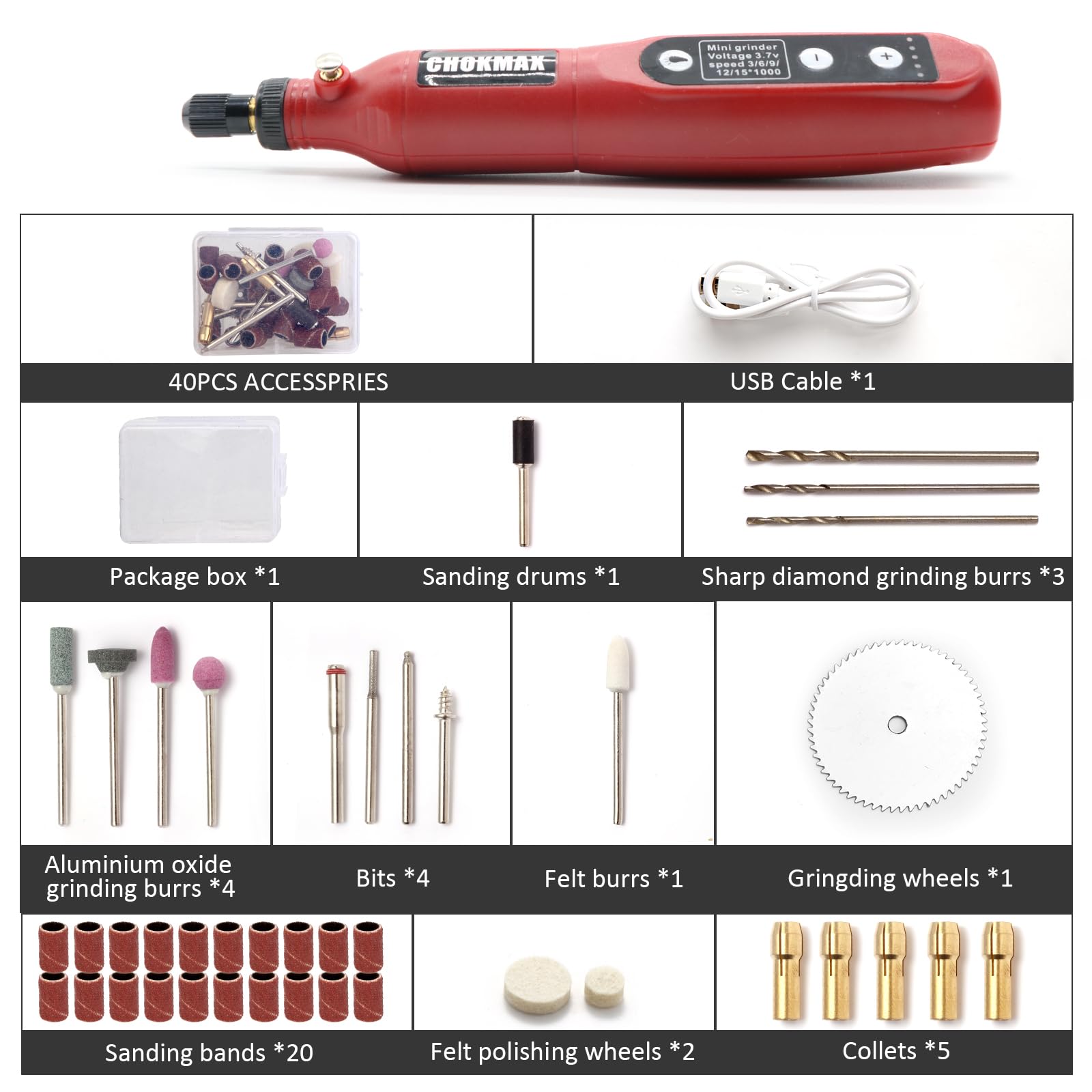 3.7V Cordless Rotary Tool Kit with 5 Variable Speed & LED Light - 42pc Accessories for Polishing, Cleaning, Engraving - Perfect for DIY Crafts, Jewelry Making & Home Repairs
