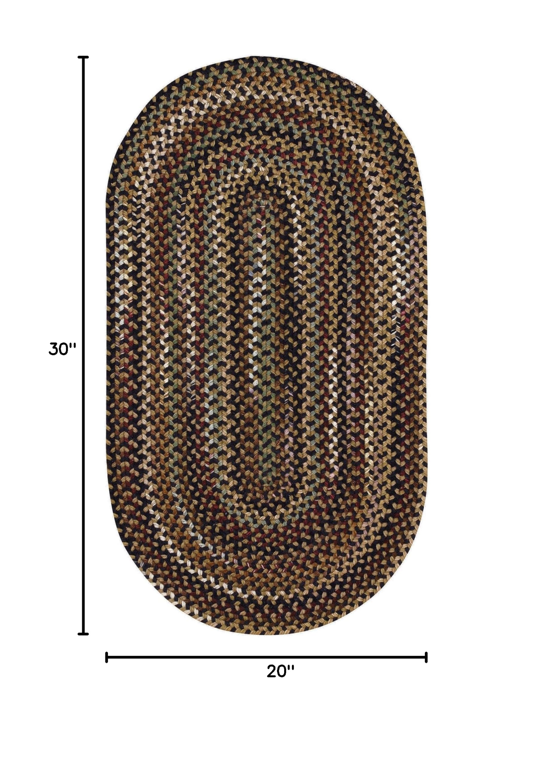 Bangor Very Charcoal 20x30 Inch Oval Braided Rug - Soft & Durable Handwoven Cotton for Living Room, Bedroom, or Entryway Decor