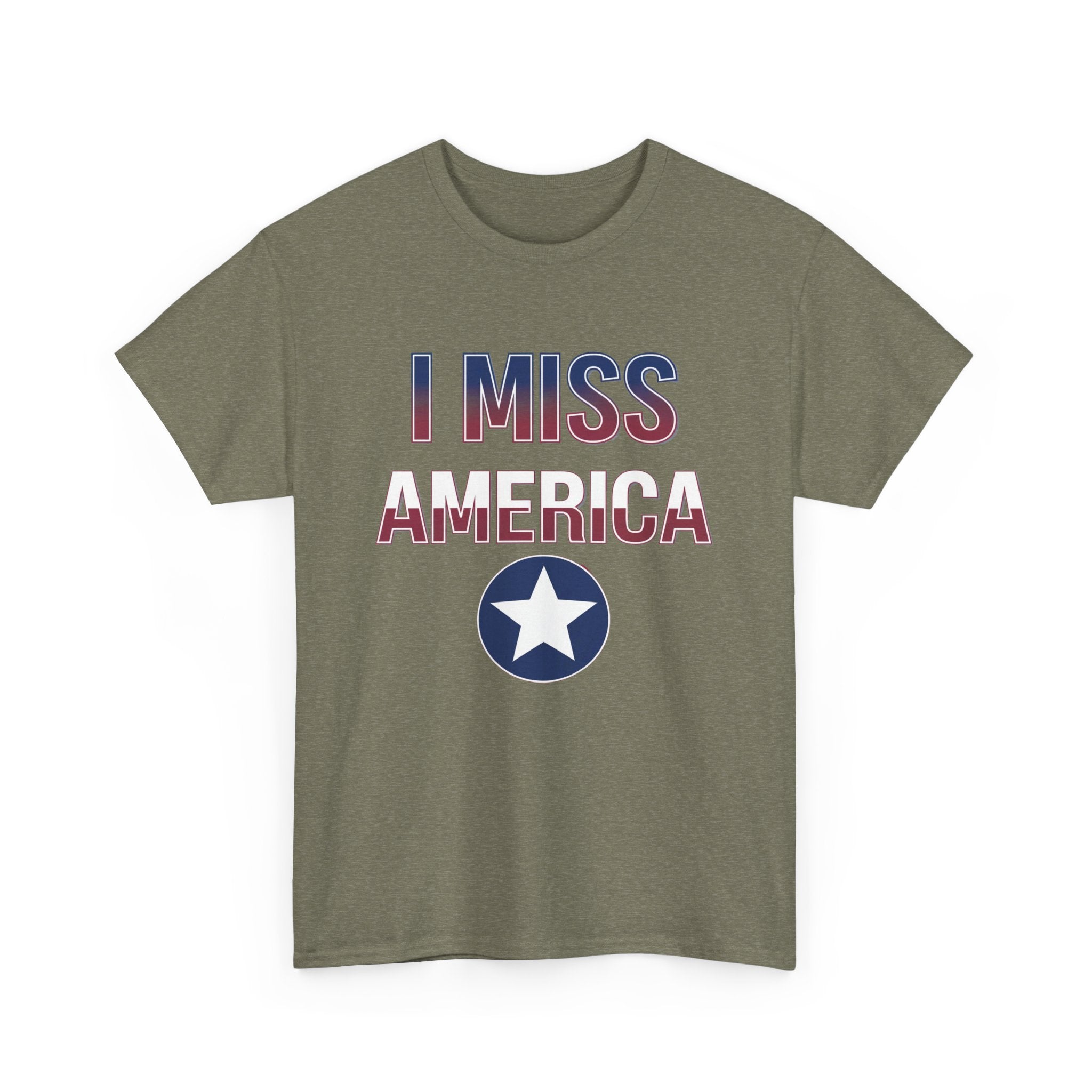 I Miss America Star Unisex Heavy Cotton T-Shirt - Comfortable Casual Wear for Men & Women - Perfect for Patriotic Events, Travel & Everyday Outfits