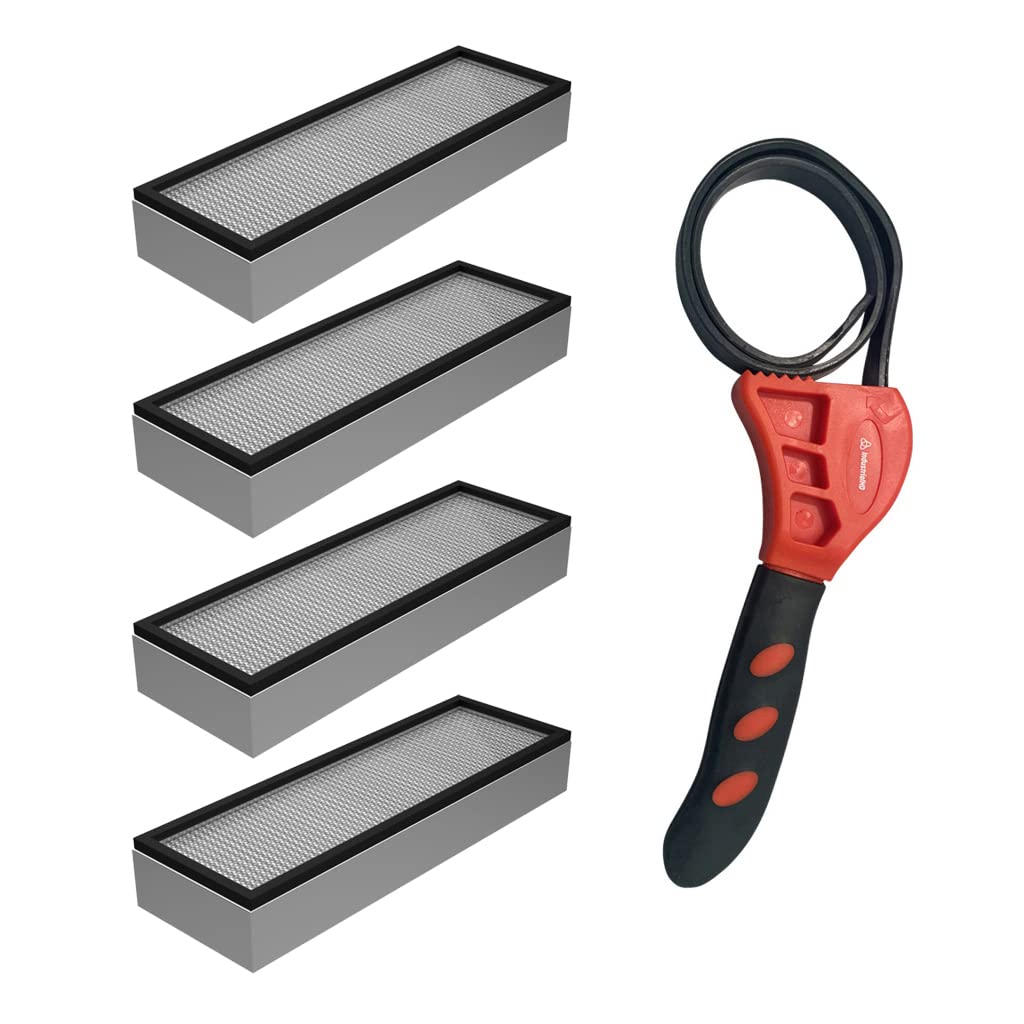 Caterpillar 113-0305 Heavy Duty Cab Air Filter with IHD Strap Wrench - 4 Pack for Construction Equipment & Trucks - Perfect for CAT Excavators, Loaders & Bulldozers