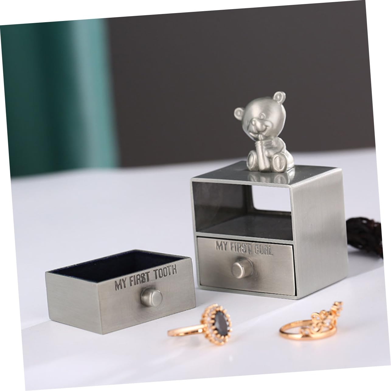 Baby Tooth Keepsake Box - Metal Jewelry Storage for Newborn Teeth & Small Trinkets | Perfect First Tooth Memory Gift