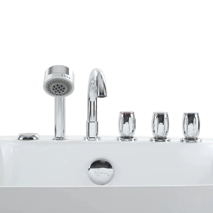 Empava 59-Inch White Acrylic Oval Freestanding Jetted Bathtub with Massage Jets - Spa Luxury for Master Bathroom & Relaxation (Model 59AIS12)