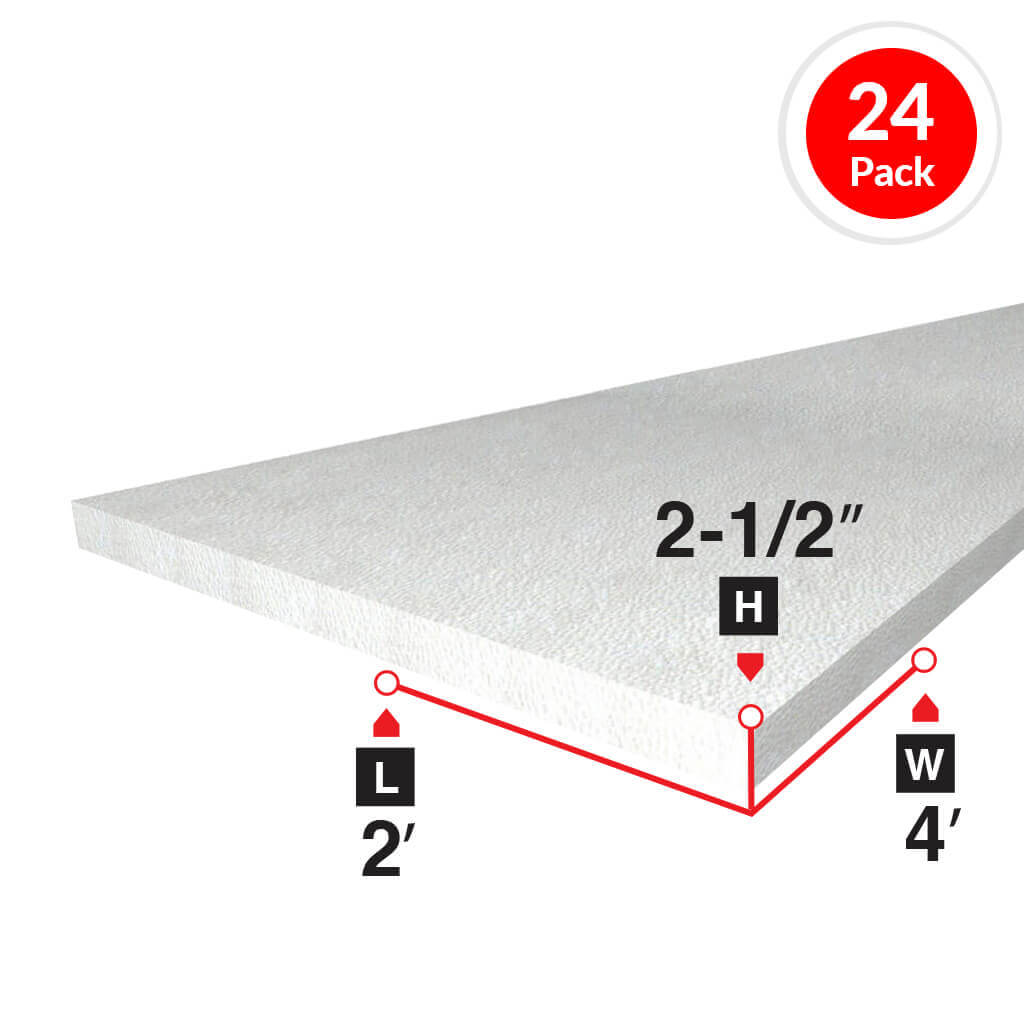 2 1/2 in. x 2 ft. x 4 ft. Bead Board Rigid Foam Insulation Panel (24-Pack) - Perfect for Basement Walls, Garage Ceilings & DIY Home Projects