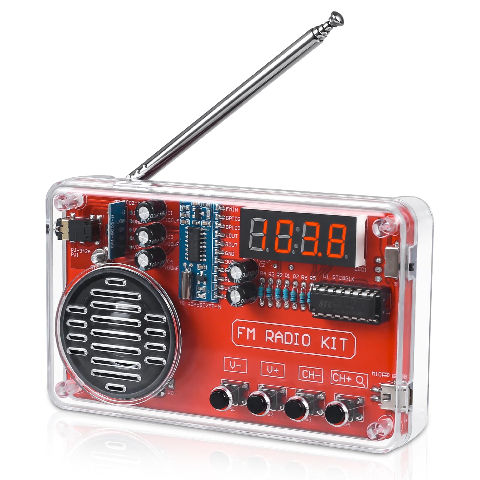 ICSTATION DIY FM Radio Kit 87-108MHz - Portable Soldering Project with LED Display, Headphone Jack & Auto Station Search - Great for High School STEM Education, Electronics Practice & Hobbyists | Perfect for Classroom Projects, Home Experiments & DIY Enthusiasts