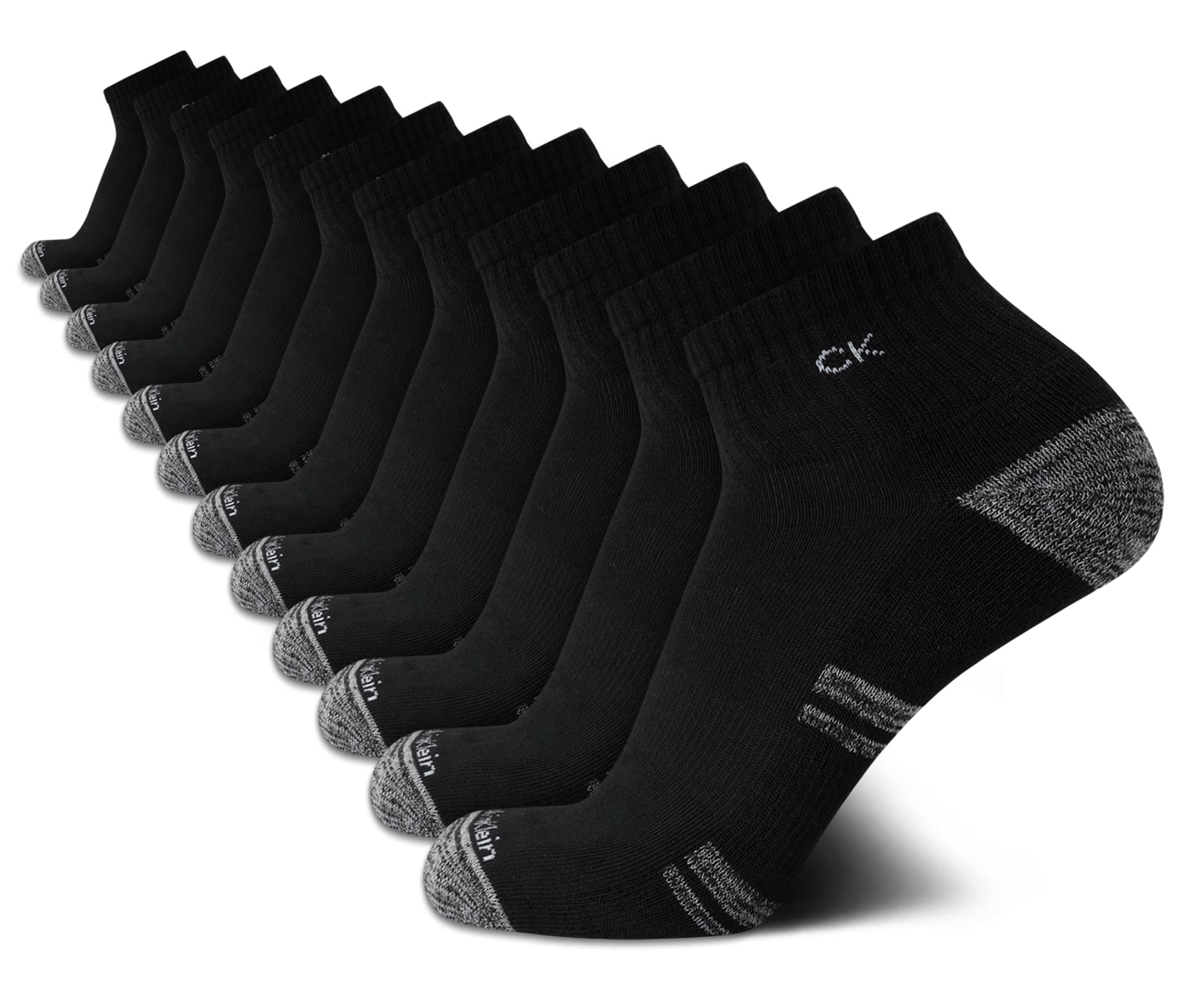Calvin Klein Men's Athletic Cushioned Quarter Cut Ankle Socks - 12 Pack for Running, Gym & Everyday Comfort | Breathable Moisture-Wicking Workout Socks for Men