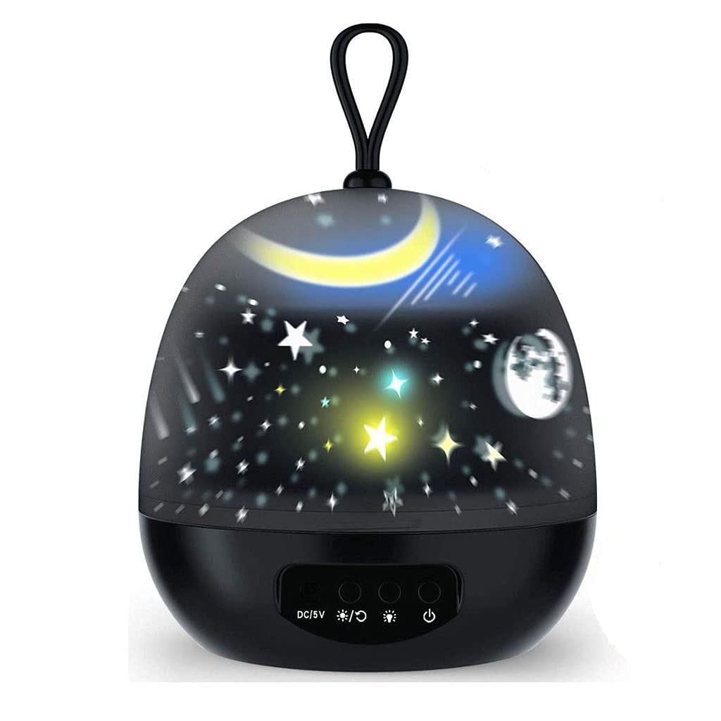 360° Rotating LED Night Light Projector for Kids - 8 Lighting Modes, 4 Film Sets, Thick Design - Perfect for Baby Bedroom, Nursery & Children's Sleep Aid (Black)