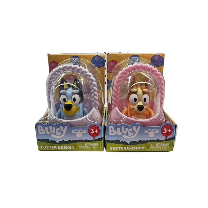 Bluey and Bingo Easter Basket Egg Figures 2 Pack - Cute Cartoon Character Toys for Kids Easter Egg Hunt, Party Favors, and Gift Giving