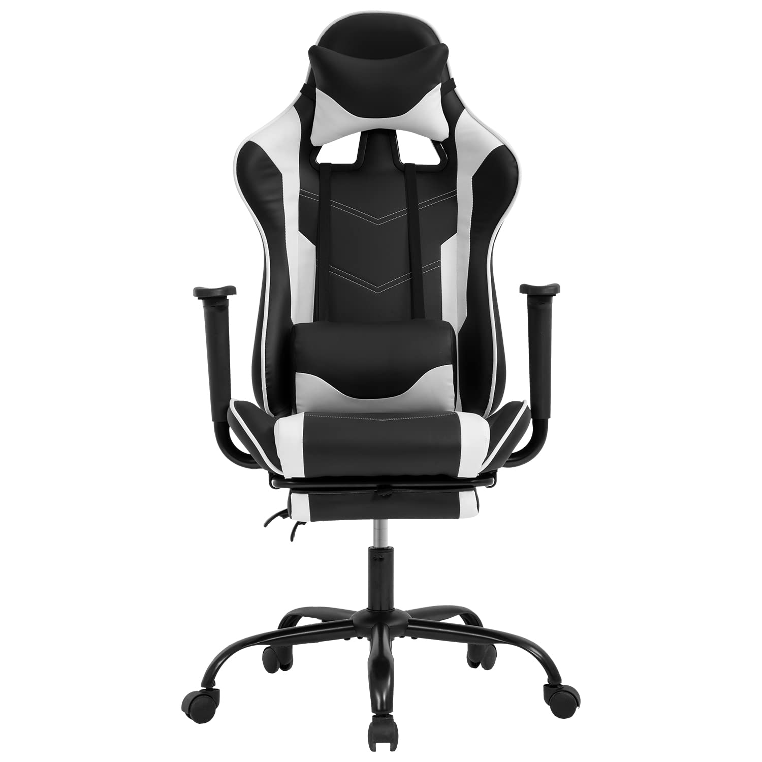 Ergonomic Gaming Chair with Adjustable High Back, Footrest & Lumbar Support - Racing Style Computer Office Chair for Home & Work - Perfect for Esports, Streaming & Long Gaming Sessions - White