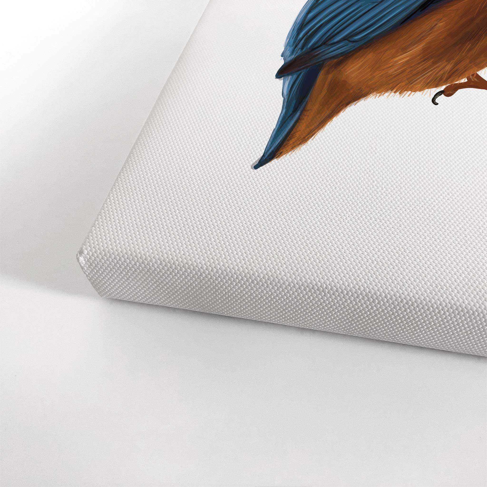 Beautiful Blue Kingfisher Bird Illustration Canvas Print - Woodland Animal Wall Art for Pet Bird Lovers, Office, Bedroom, Veterinary & Nursery Decor - 40x30 - Perfect for Home, Kids Room & Wildlife Themed Spaces