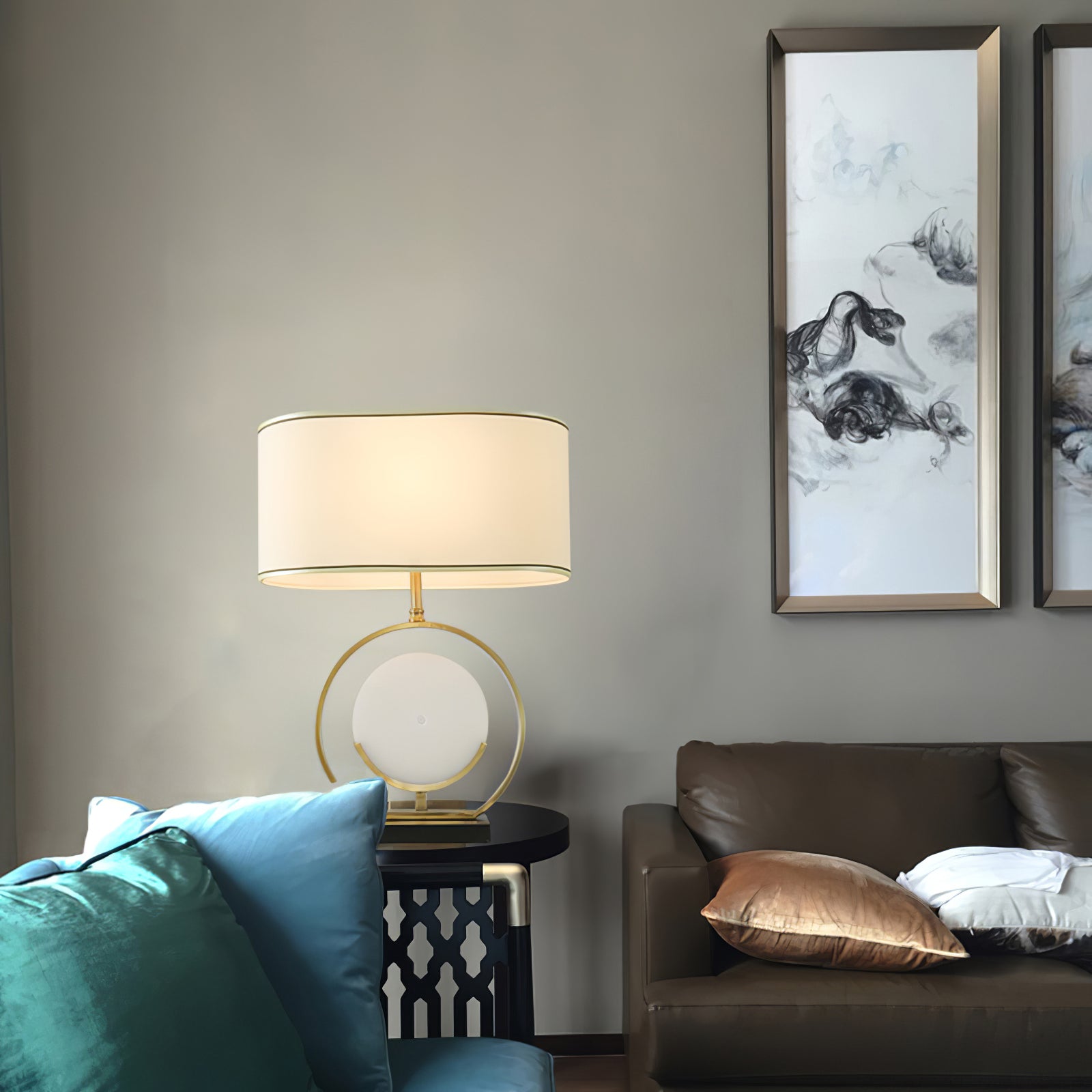 Elegant Marble Circle Desk Lamp - Modern LED Table Light for Home Office, Bedroom, and Study Room - Perfect for Reading, Working, and Decor