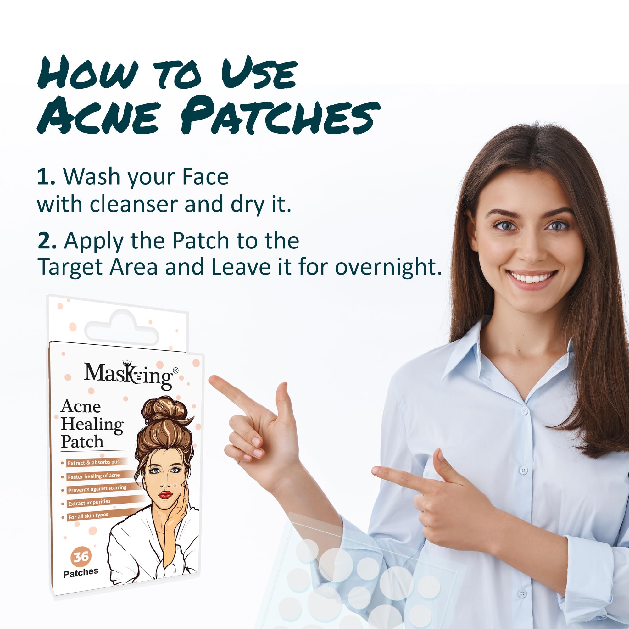 Hydrocolloid Acne Pimple Patches for Face - 72 Invisible Spot Treatment Dots (Pack of 2) | Clear Blemish Cover for Overnight Healing & Makeup Application