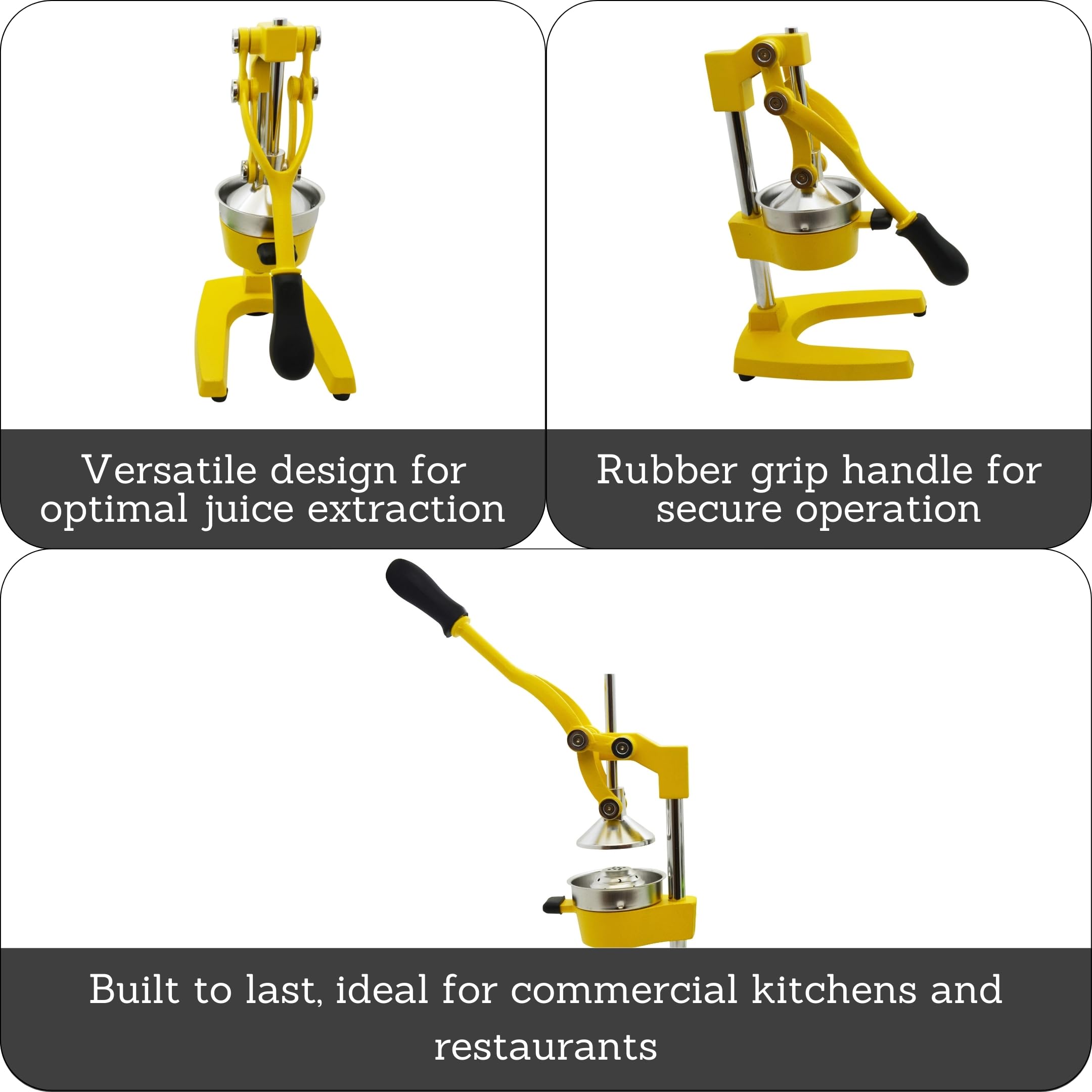 IMUSA USA J100-00109 Heavy Duty Citrus Juicer - Large Yellow Manual Orange Lemon Lime Squeezer for Fresh Juice - Perfect for Kitchen, Breakfast, Cocktails & Healthy Living