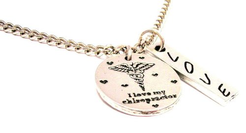 I Love My Chiropractor Sterling Silver Love Charm Necklace - 18 Inch Adjustable Chain for Chiropractic Appreciation Gifts & Everyday Wear