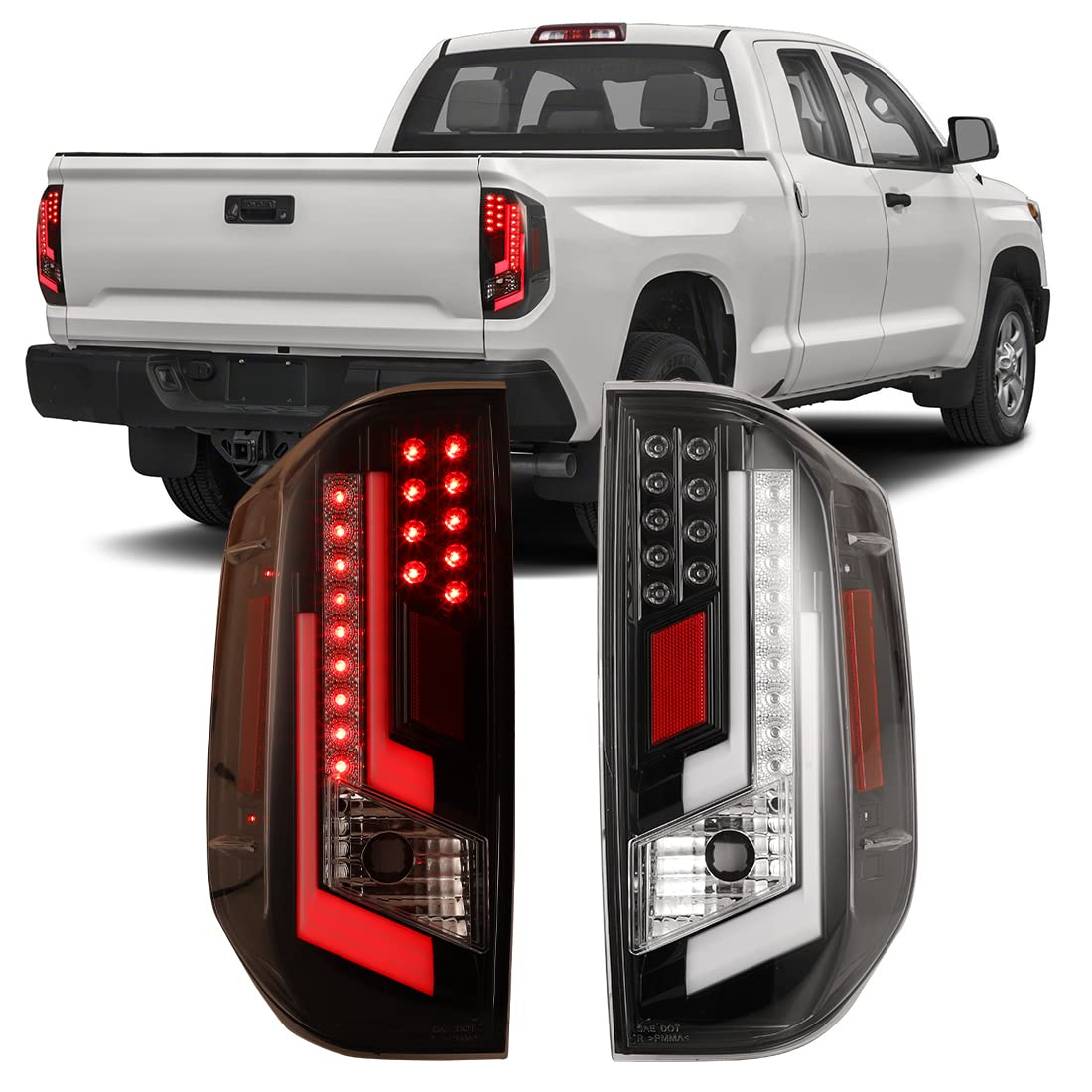 ROXX LED Tail Lights Assembly for 2014-2020 Toyota Tundra - Clear LED Turn Signal, DRL & Brake Light Replacement Kit (Driver & Passenger Side) | Perfect for Night Driving & Enhanced Safety