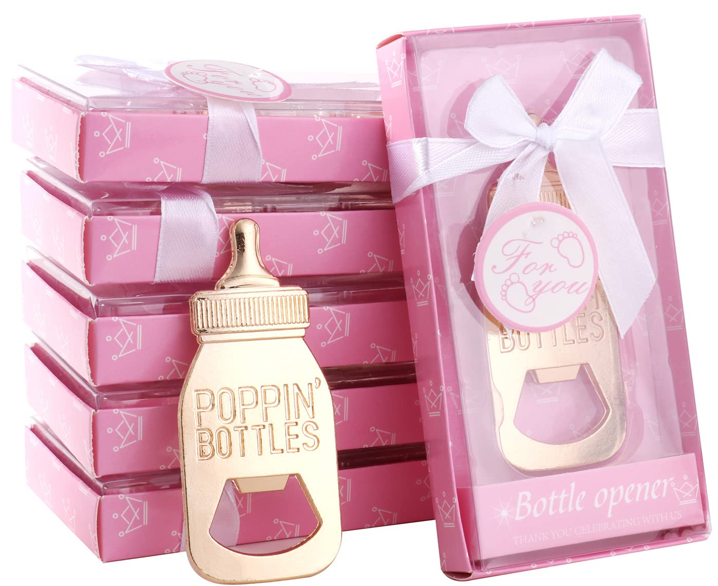 24-Piece Baby Shower Bottle Openers - Cute Pink Poppin' Bottle Openers for Guests, Party Favors, Decorations & Souvenirs | Perfect for Baby Shower Gifts, Bridal Showers & Gender Reveal Parties