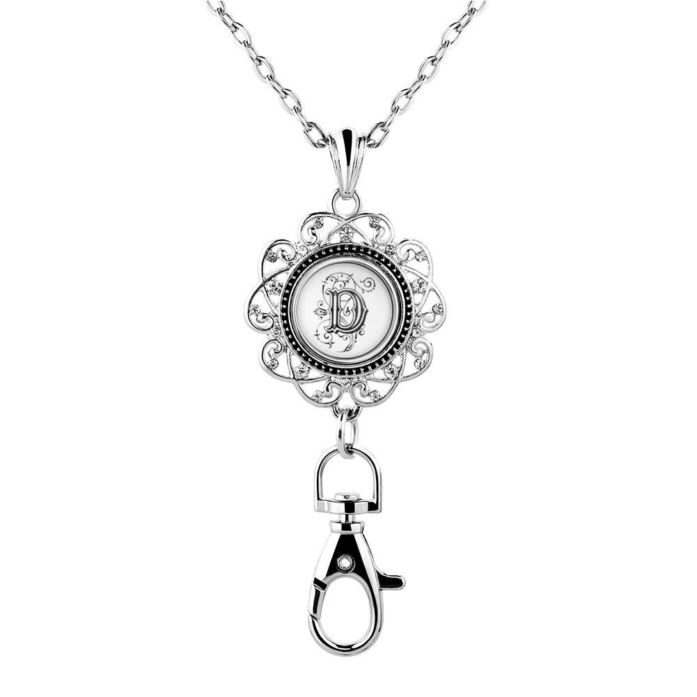 A-Z Initial Snap Button Lanyard - ID Badge Holder & Keychain for Office & Events