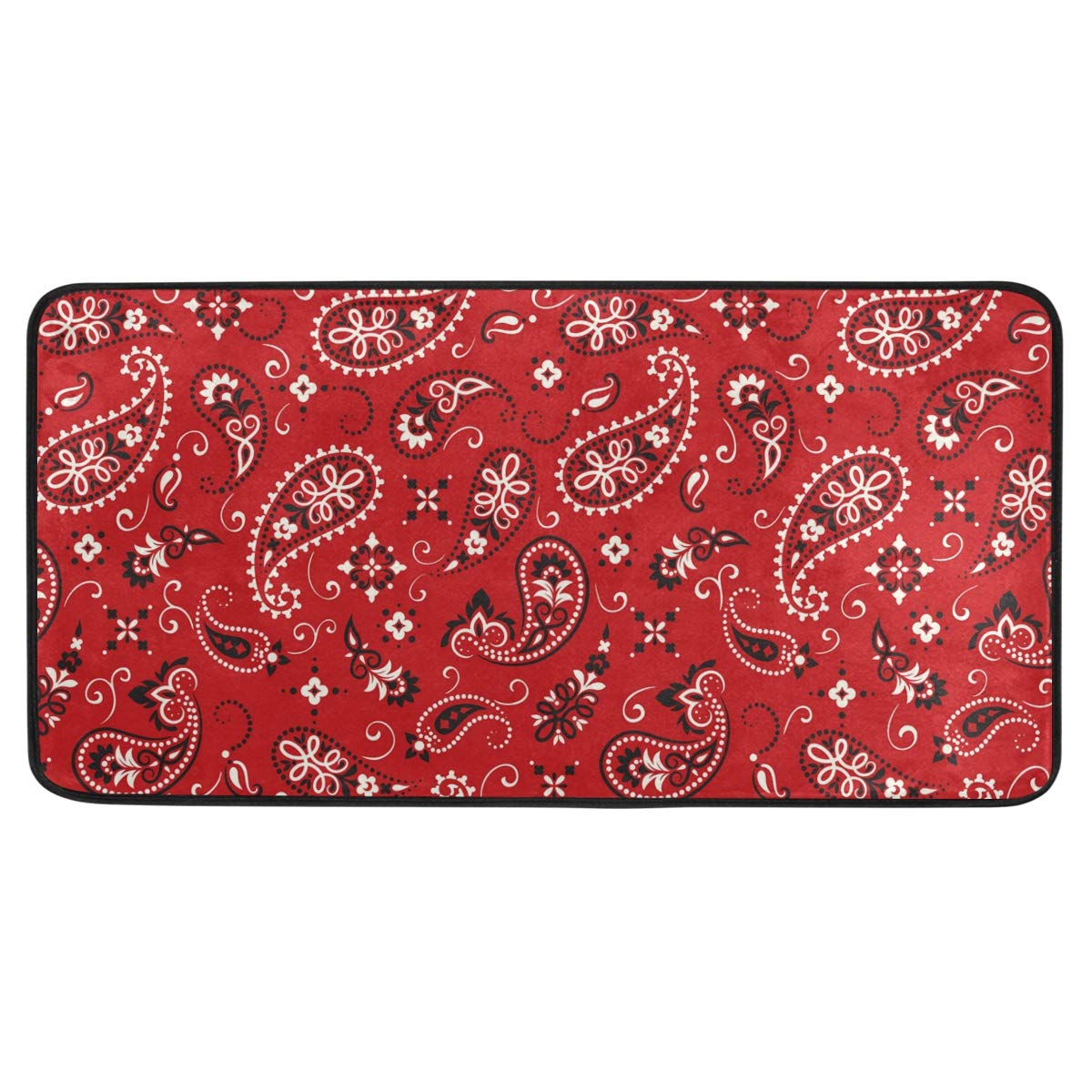 Vintage Boho Anti-Fatigue Kitchen Mat - Non-Slip Standing Mat with Red Floral Design, Soft Cushioned Office Floor Mat (39x20 Inch) - Perfect for Under Sink, Door Entry & Outdoor Decor - Ideal for Home, Office & High-Traffic Areas