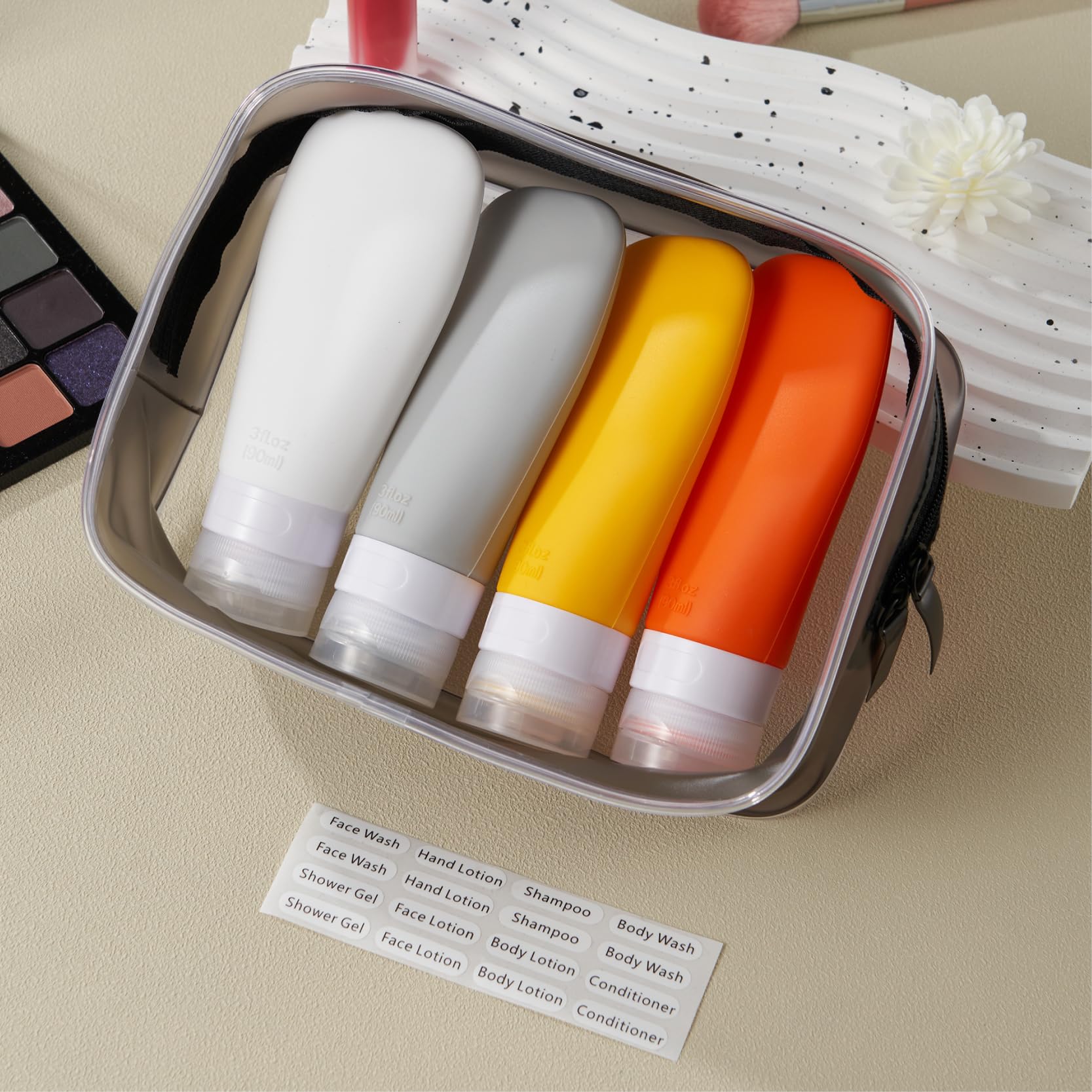 INSFIT 4-Pack TSA Approved Leak Proof Travel Bottles - BPA Free Refillable Toiletry Containers for Shampoo, Body Wash & Liquids | Portable Travel Accessories for Vacation, Gym & Business Trips