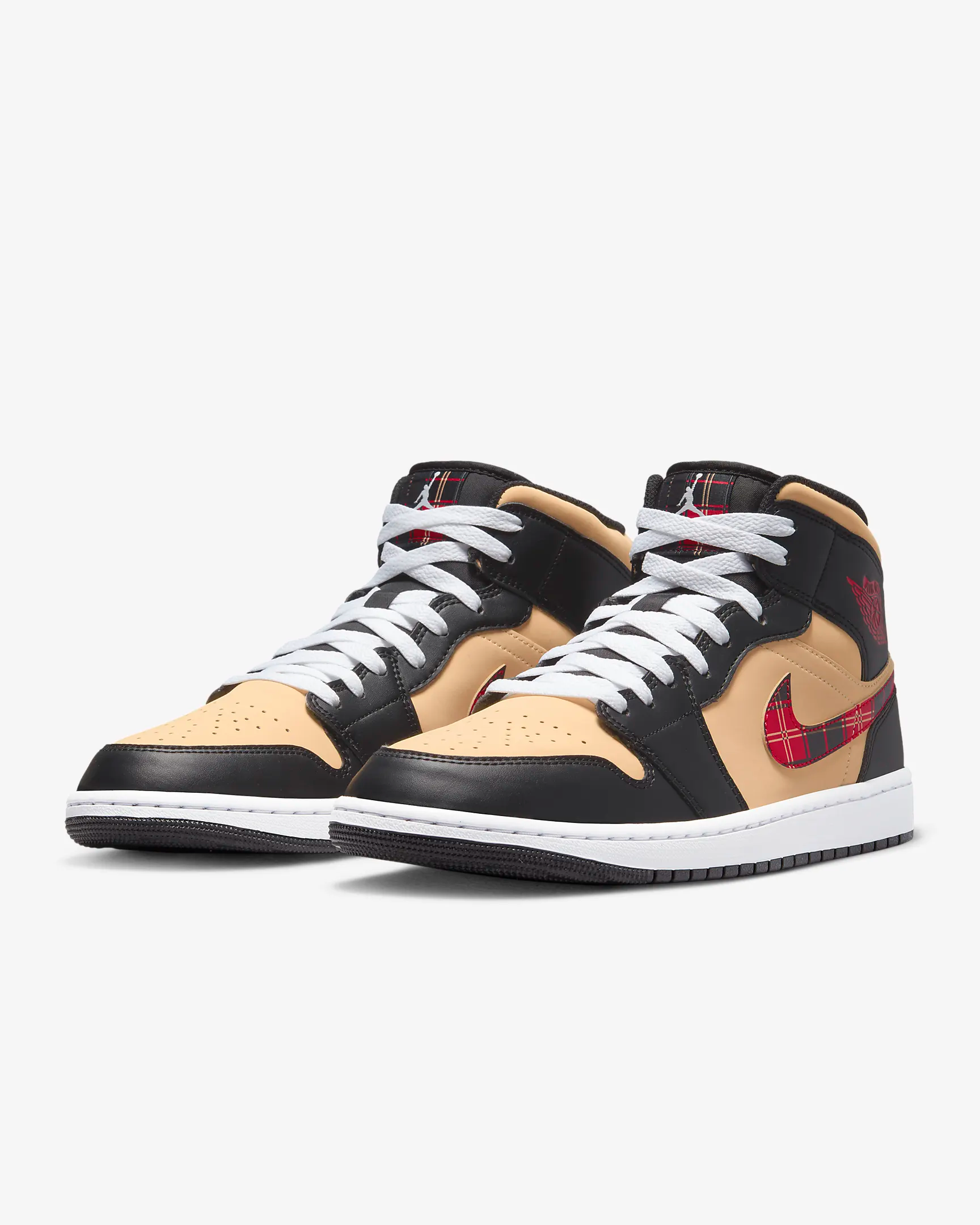 Nike Men's Air Jordan 1 Mid SE Sneakers - Black/Sesame/Fire Red/Multi-Color Basketball Shoes for Men | Streetwear & Casual Wear