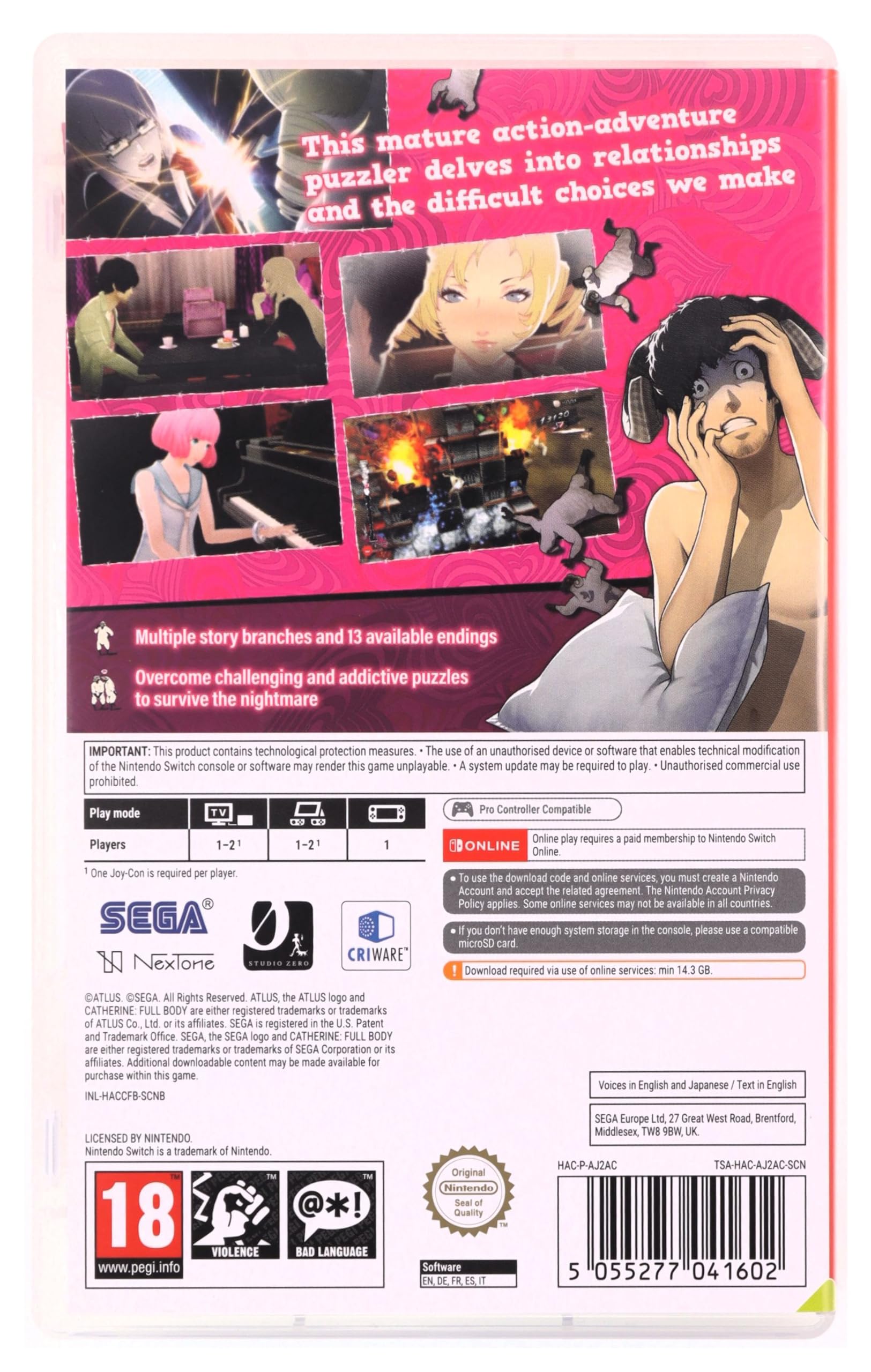 ATLUS Catherine: Full Body - PlayStation 4 Game (Code in Box) | Psychological Thriller Puzzle Adventure | Perfect for Horror Game Fans & Puzzle Lovers