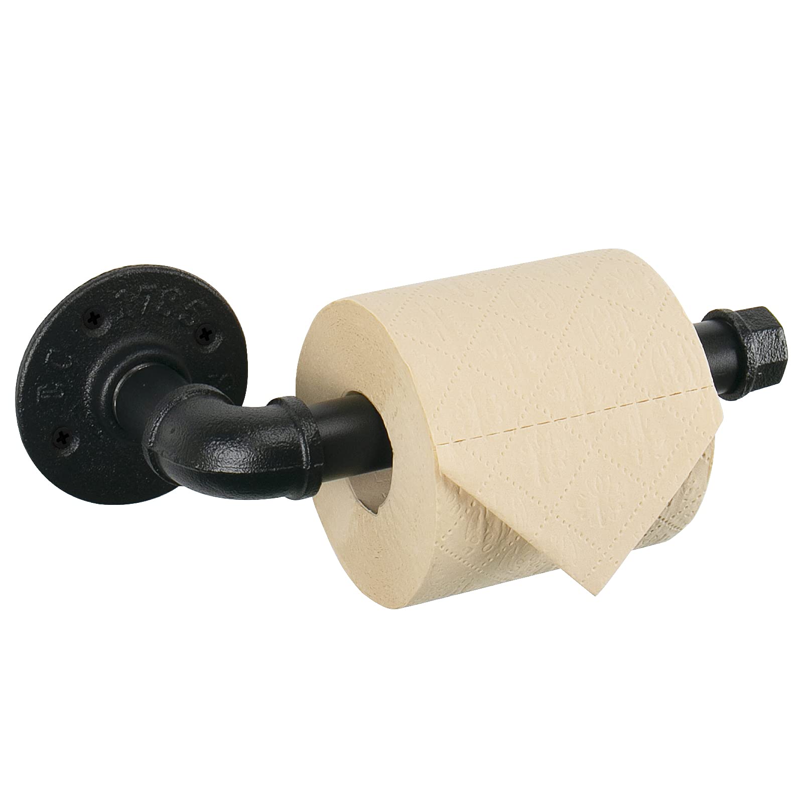 Livabber Industrial Pipe Toilet Paper Holder - Vintage Style DIY Wall Mount Roll Tissue Towel Holder for Bathroom, Living Room, Bedroom, Hallway & Kitchen - Rustproof & Oil-Free (Black) - Perfect for Farmhouse, Industrial & Vintage Home Decor