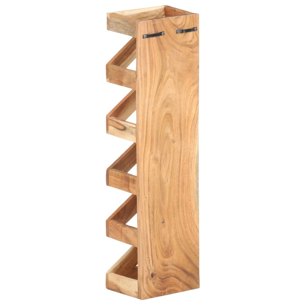 CHARMMA 5-Bottle Wine Rack - Solid Acacia Wood Wall Mounted Wine Storage for Kitchen, Dining Room & Bar Decor