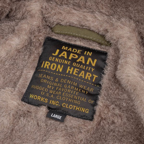 Iron Heart IHM-35 ODG Alpaca Lined Whipcord N1 Deck Jacket - Olive Green Heavyweight Winter Coat for Men | Cold Weather Workwear & Outdoor Adventure Jacket