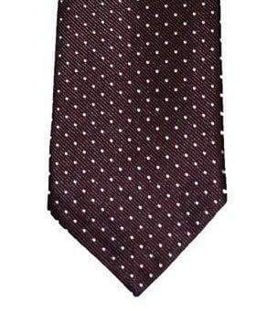 Cavani Burgundy & White Polka Dot Silk Tie Set for Men - Perfect for Weddings, Business Meetings & Formal Occasions