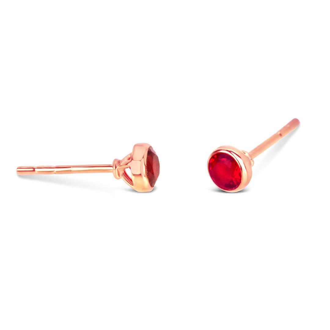Garnet Mini Stud Earrings in Rose Gold - January Birthstone Jewelry for Women | Perfect for Everyday Wear, Gifts & Special Occasions