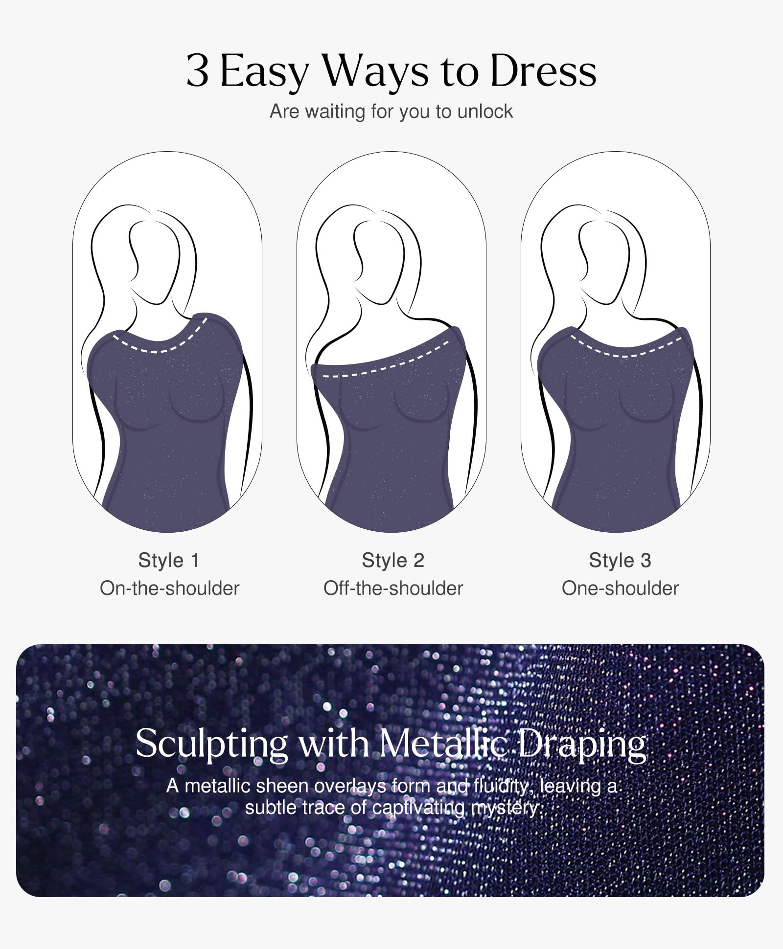 Sparkly Bodycon Mermaid Dress for Women - Long Sleeve Off Shoulder Cocktail Dress with Shapewear | Perfect for Evening Parties, Date Nights & Special Occasions